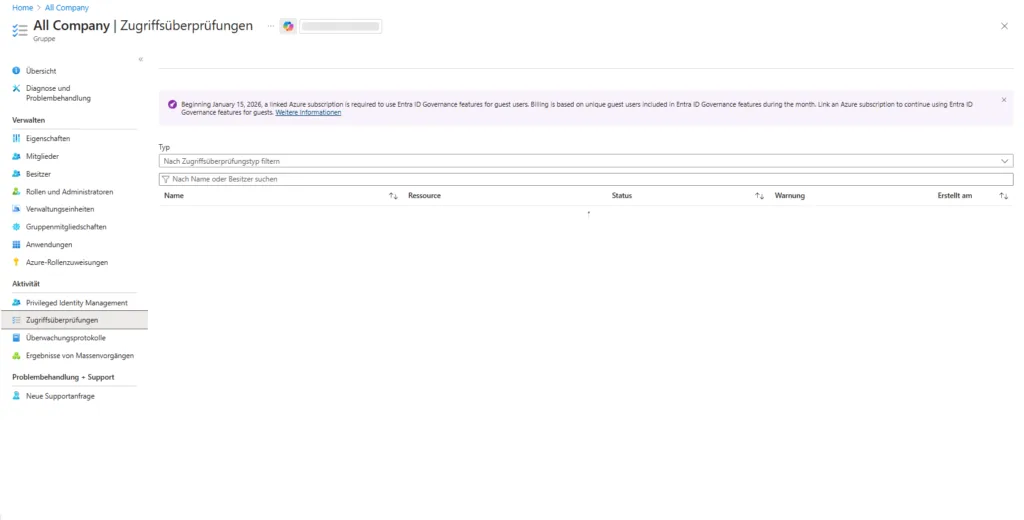 Microsoft 365 EntraID | GRUPPEN - Zugriffsüberprüfungen