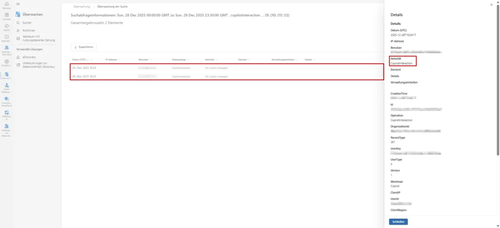 Microsoft Purview Audit-Microsoft Copilot temporärer Chat