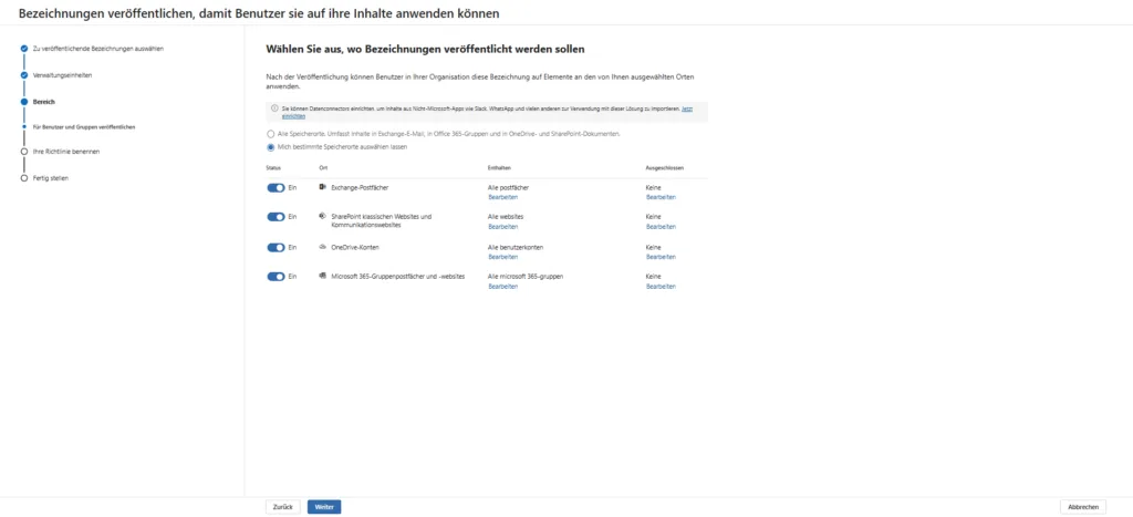 Label Policy erstellen 4 Wo soll das Label erscheinen