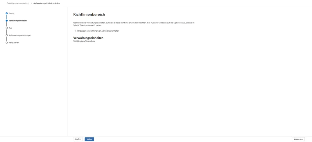 Microsoft Purview Data Lifecycle Management Verwaltungseinheiten (Administrative Units)