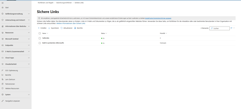 Microsoft Defender Portal Overview of threat policies for anti-spam, malware, and DKIM.