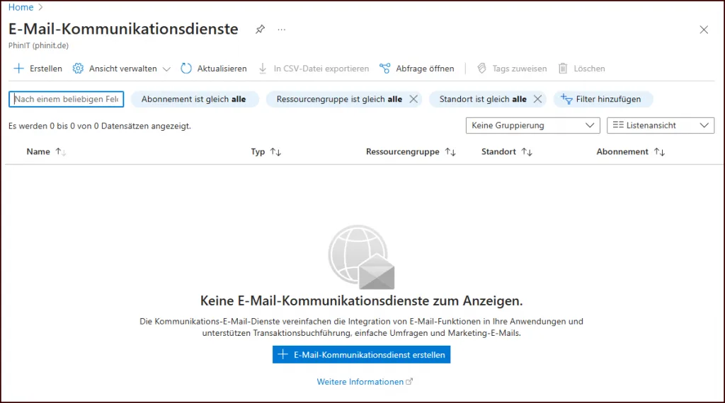 Übersicht der Azure Communication Services im Azure-Portal