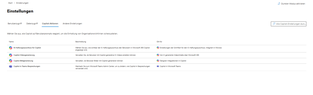 Settings | Copilot Actions