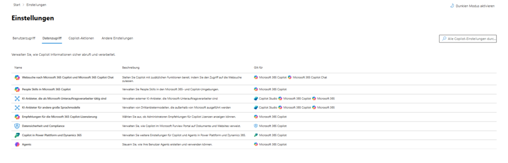 Settings | Data access