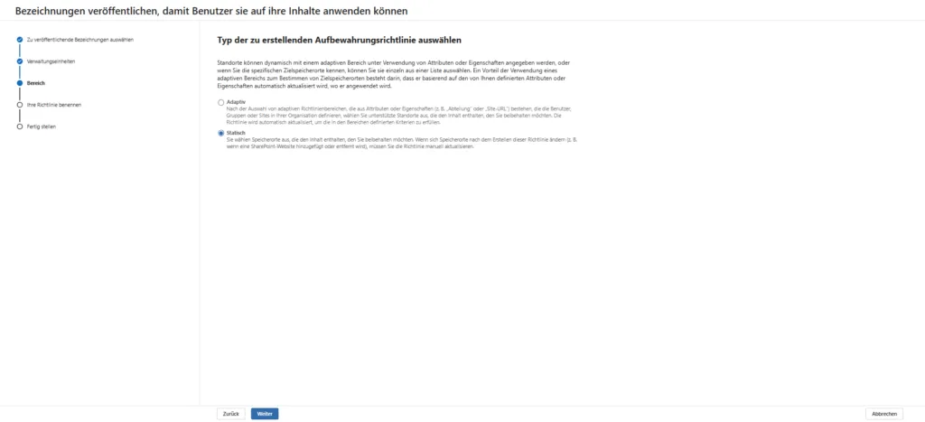 Label Policy erstellen 3 Verwaltungseinheiten & Typ