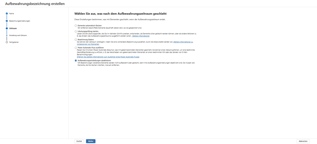 Choosing what happens after retention period (Created vs Modified)