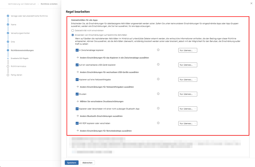Microsoft Purview DLP - Places - Edit Rule