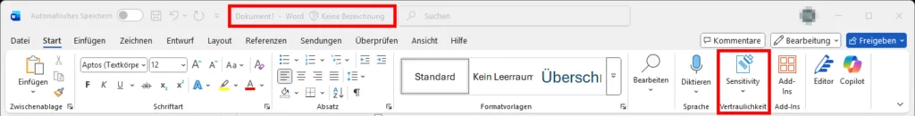 Sensitivity Labels in Microsoft Word