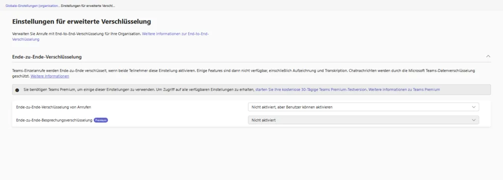 Microsoft Teams | Einstellungen – Erweiterte Verschlüsselung