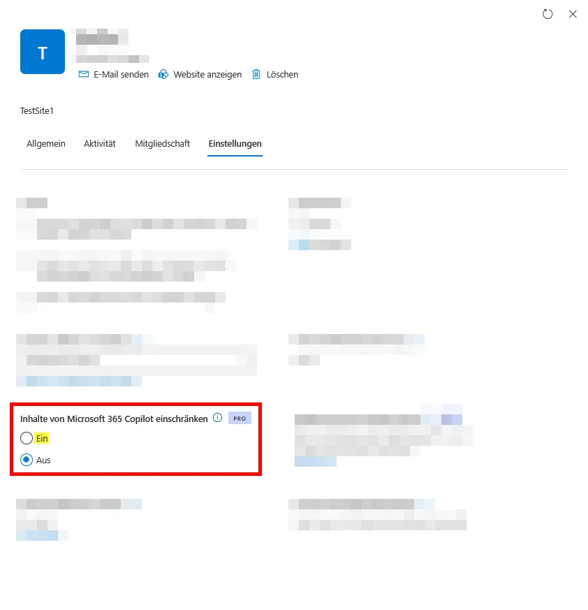 RCD Einstellungen im SharePoint Online Admin Center