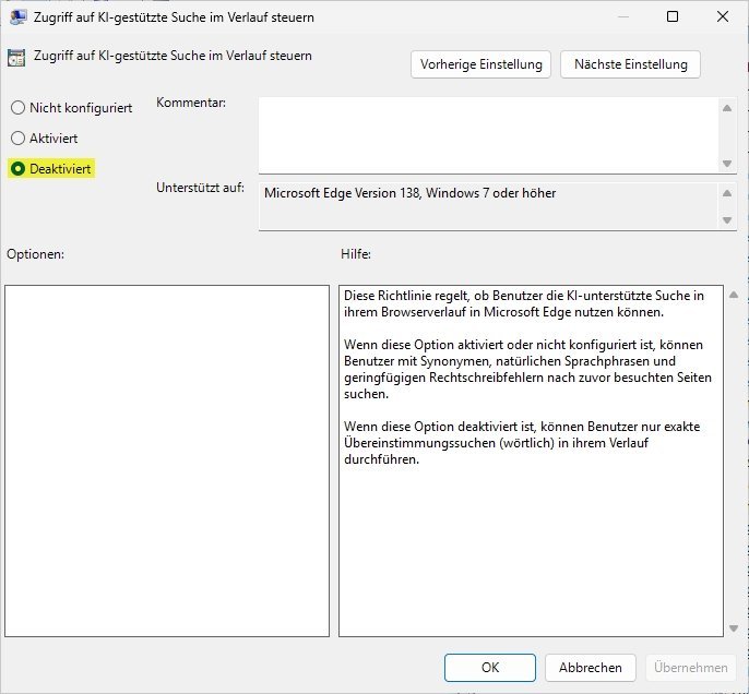 Control access to AI-powered search in history
