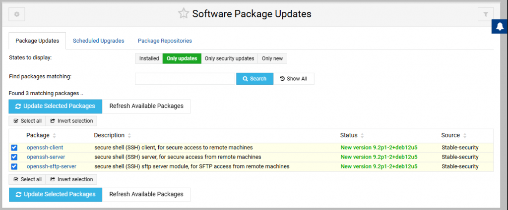 webmin | Installation und Tipps - Debian & Ubuntu 23 webmin Software Package Updates