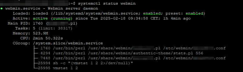 webmin | Installation und Tipps - Debian & Ubuntu 12 sudo systemctl status webmin