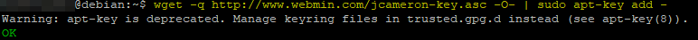 webmin | Installation und Tipps - Debian & Ubuntu 8 wget -q http://www.webmin.com/jcameron-key.asc -O- | sudo apt-key add -