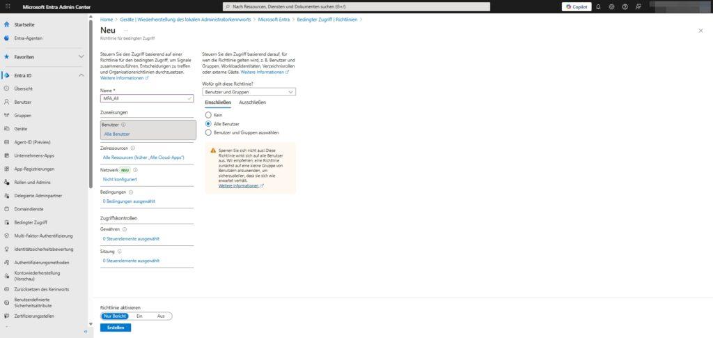 Microsoft 365 EntraID | Conditional Access 23 MS365 EntraID Schutz Bedingter Zugriff Richtlinie erstellen Neu 2 122025