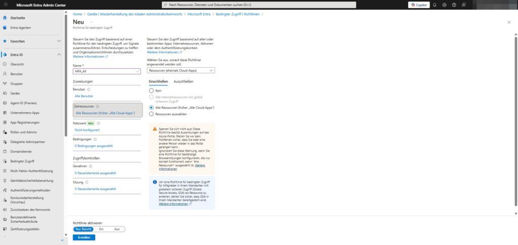 Microsoft 365 EntraID | Conditional Access 24 MS365 EntraID Schutz Bedingter Zugriff Richtlinie erstellen Neu 3 122025