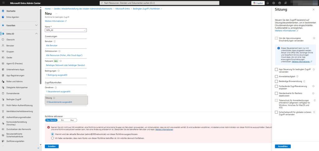 Microsoft 365 EntraID | Conditional Access 28 MS365 EntraID Schutz Bedingter Zugriff Richtlinie erstellen Neu 7 122025