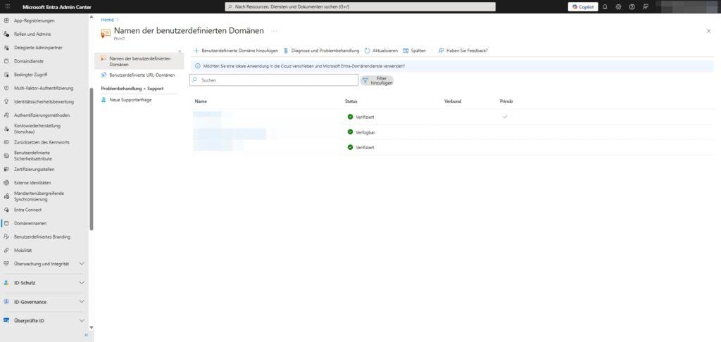 MS365 | ENTRA ID - Admin Center Overview 12 MS365 EntraID Domaenennamen Uebersicht 122025
