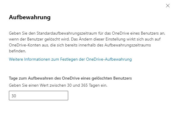 Datenschutz in Microsoft SharePoint 16 MS365 SharePoint Einstellungen OD Aufbewahrung