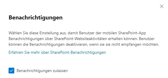 Datenschutz in Microsoft SharePoint 10 MS365 SharePoint Einstellungen SP Benachrichtigungen