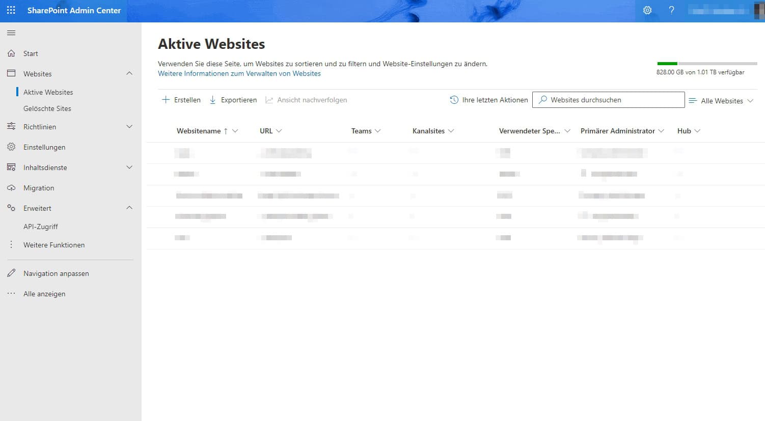 M365 | Zusammenarbeit mit Teams & Co. 6 MS365 SharePoint Uebersicht Websites