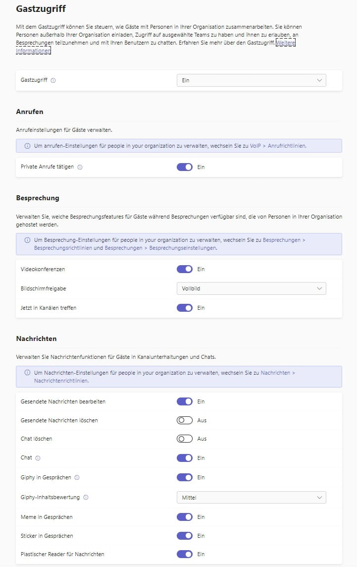 Datenschutz in Microsoft Teams 15 Microsoft 365 TEAMS Admin Center Teams Richtlinien Uebersicht Gastzugriff 1