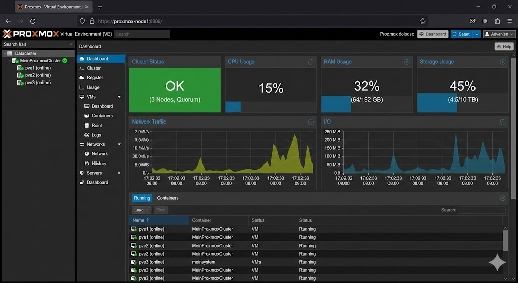 Open Source on Servers | The best tools 5 Dashboard View of Proxmox Virtual Environment with cluster status and VM overview