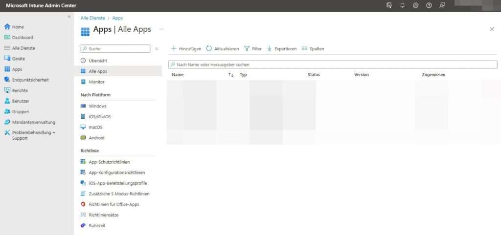 MS365 Intune | Geräteverwaltung 8 MS365 Intune Admin Center Alle Apps