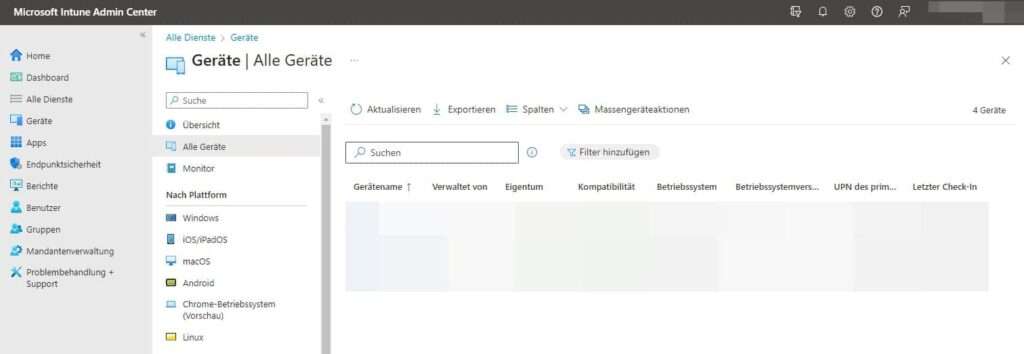 MS365 Intune | Geräteverwaltung 6 MS365 Intune Admin Center Alle Geraete