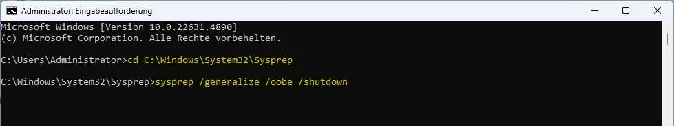 Windows 11 Sysprep | zum perfekten Image 11 CMD Windows 11 Sysprep mit dem Befehl Generalize-Option