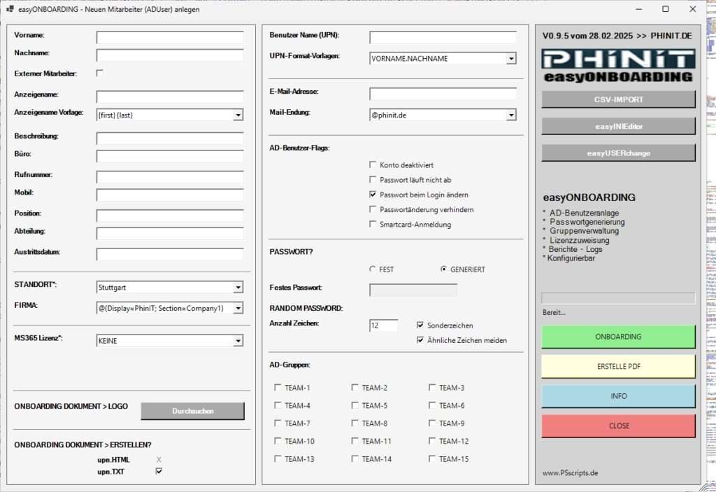 easyONBOARDING GUI V0.9.5