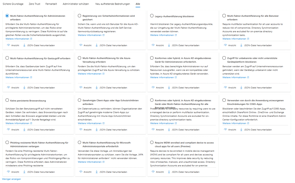 Conditional Access Templates 2025 10 Conditional Access‑Vorlage