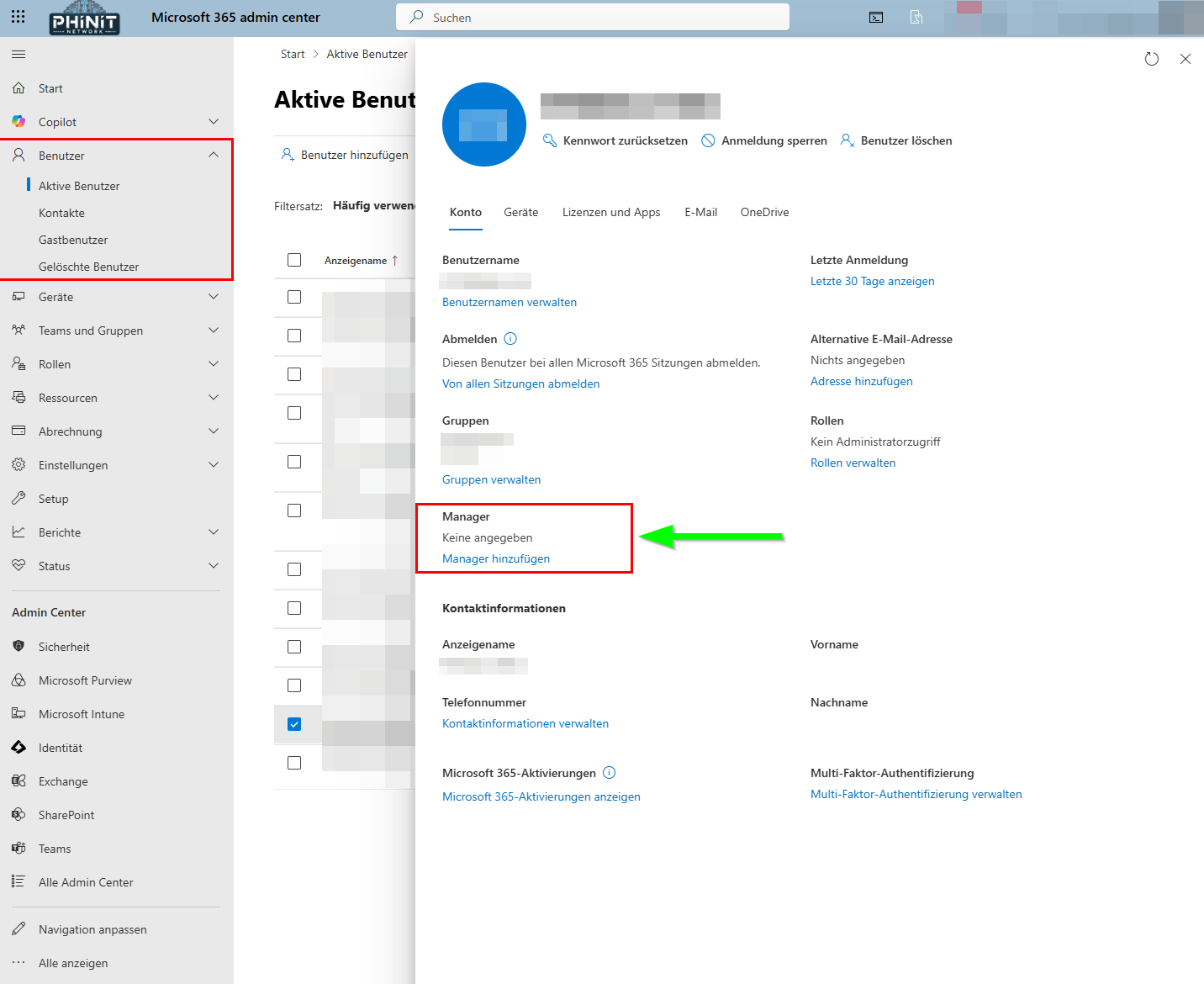Microsoft OneDrive | Mitarbeiter Offboarding noch einfacher 9 Microsoft Admin Center - Manager Feld Eigenschaft konfigurieren