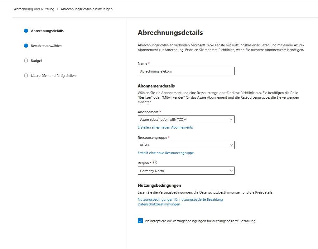 Privacy in Microsoft Copilot 35 Abrechnung und Nutzung Abrechnungsrichtlinie hinzufuegen 1