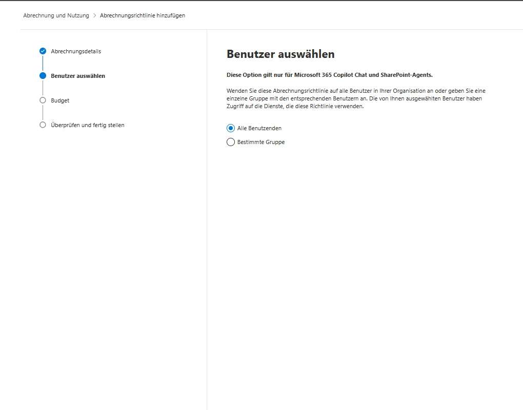 Privacy in Microsoft Copilot 36 Abrechnung und Nutzung Abrechnungsrichtlinie hinzufuegen 2