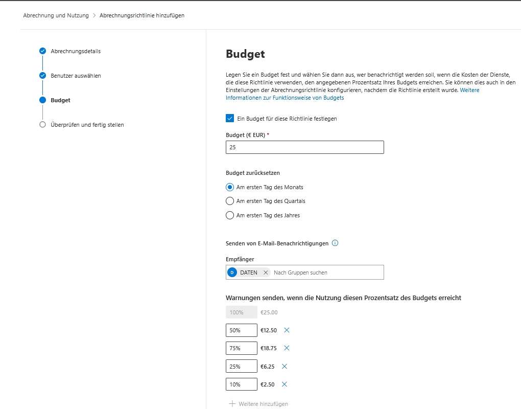 Privacy in Microsoft Copilot 37 Abrechnung und Nutzung Abrechnungsrichtlinie hinzufuegen 3