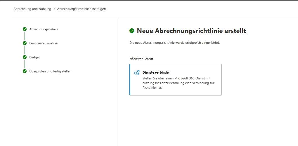 Privacy in Microsoft Copilot 40 Abrechnung und Nutzung Abrechnungsrichtlinie hinzufuegen Finished
