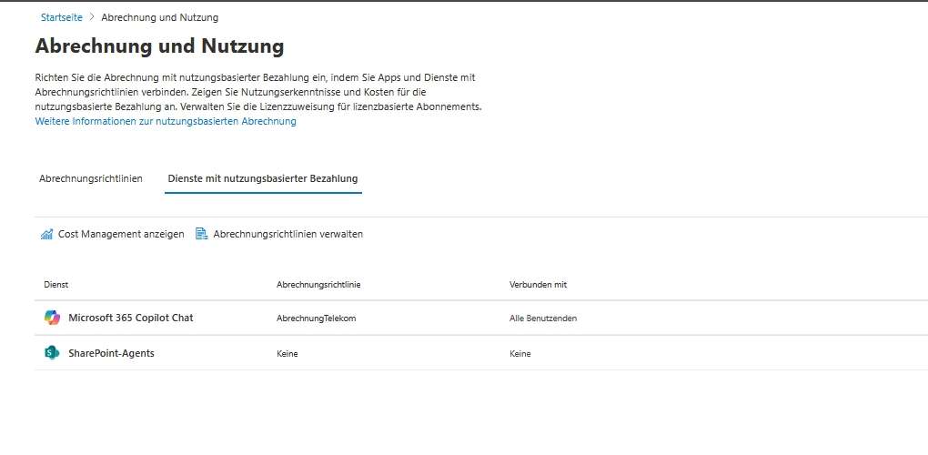 Privacy in Microsoft Copilot 45 Abrechnung und Nutzung Uebersicht Dienste mit nutzungsbasierter Bezahlung Verknuepft