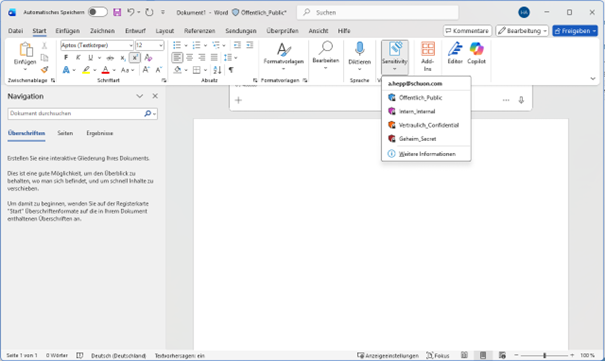MS Office Vertraulichkeitsbezeichnungen 1