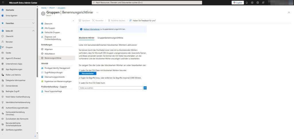 MS365 EntraID Gruppen Benennungsrichtlinie BLOCK 122025