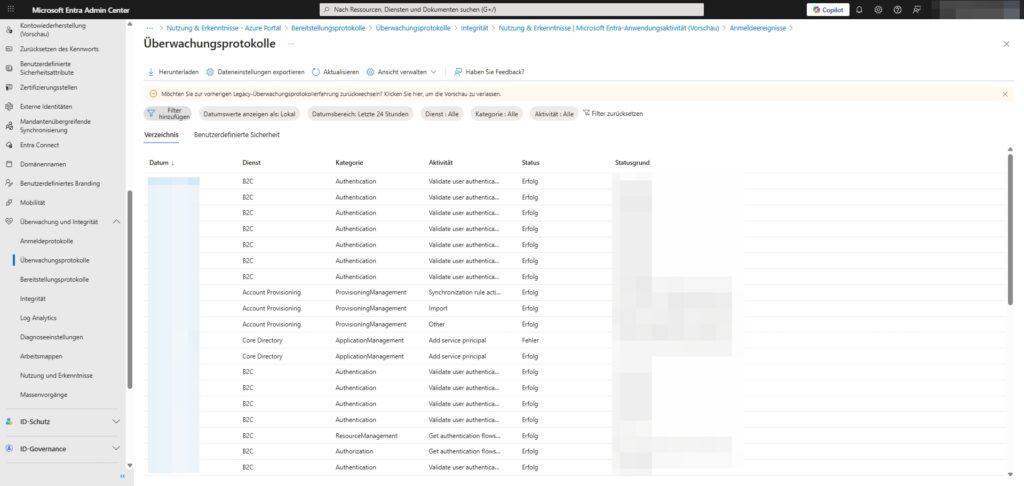 MS365 EntraID Ueberwachungsprotokolle 122025