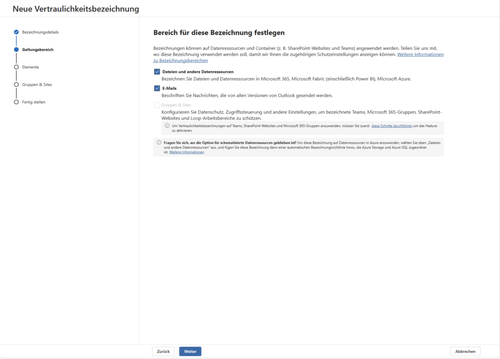 Microsoft Azure Information Protection Neue Vertraulichkeitsbezeichnung 2 Geltungsbereich