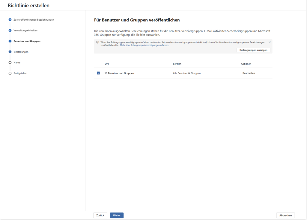 Microsoft Azure Information Protection Richtlinie erstellen 3.1 Benutzer und Gruppen