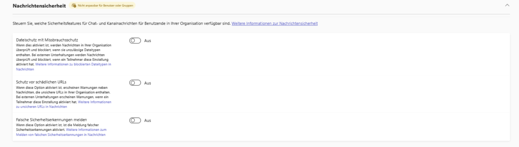Microsoft Teams | Settings - Messages - Security