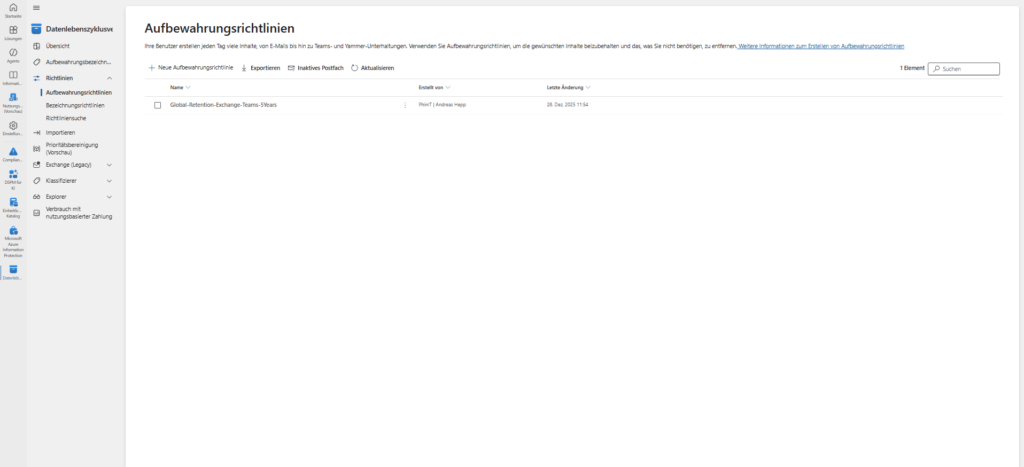 Microsoft Purview | Data Lifecycle Management: Einrichtung einer Retention Policy 26 grafik 334