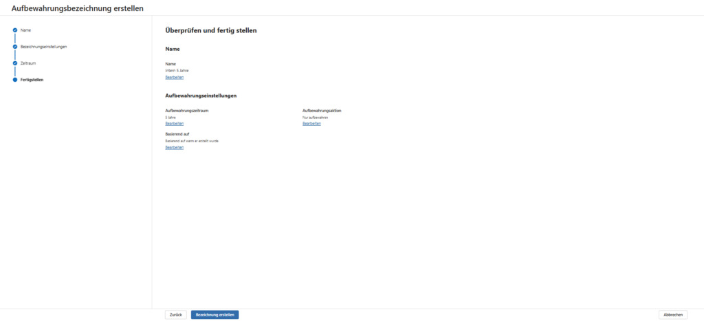 Microsoft Purview | Data Lifecycle Management: Retention Labels 16 Create Label Completion Screen - Publish Options