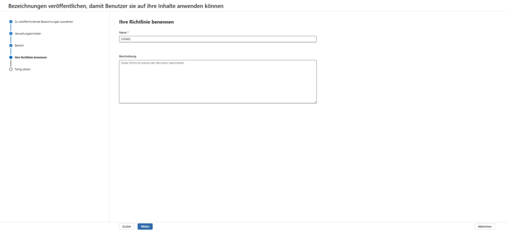 Create Label Policy 5 Name