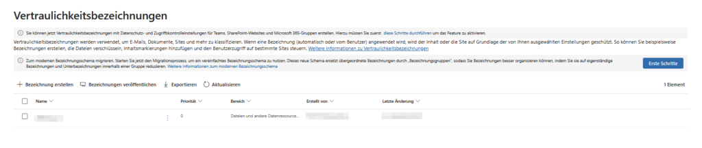 Microsoft 365 Copilot | brings order – or chaos! You decide! 8 Screenshot of the Microsoft Purview dashboard to display sensitivity labels