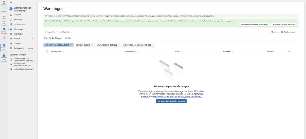 MS365 Purview DLP Warnungen