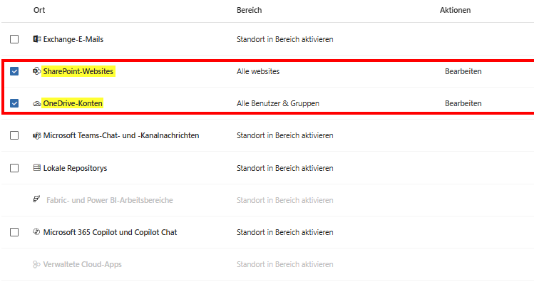 Purview Portal Rule Location